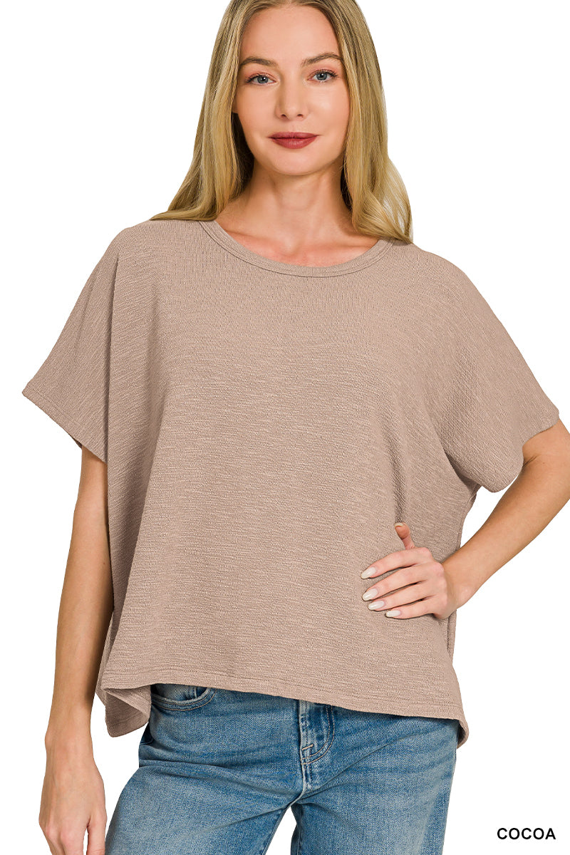 Cotton Slub Oversized Tee in Cocoa