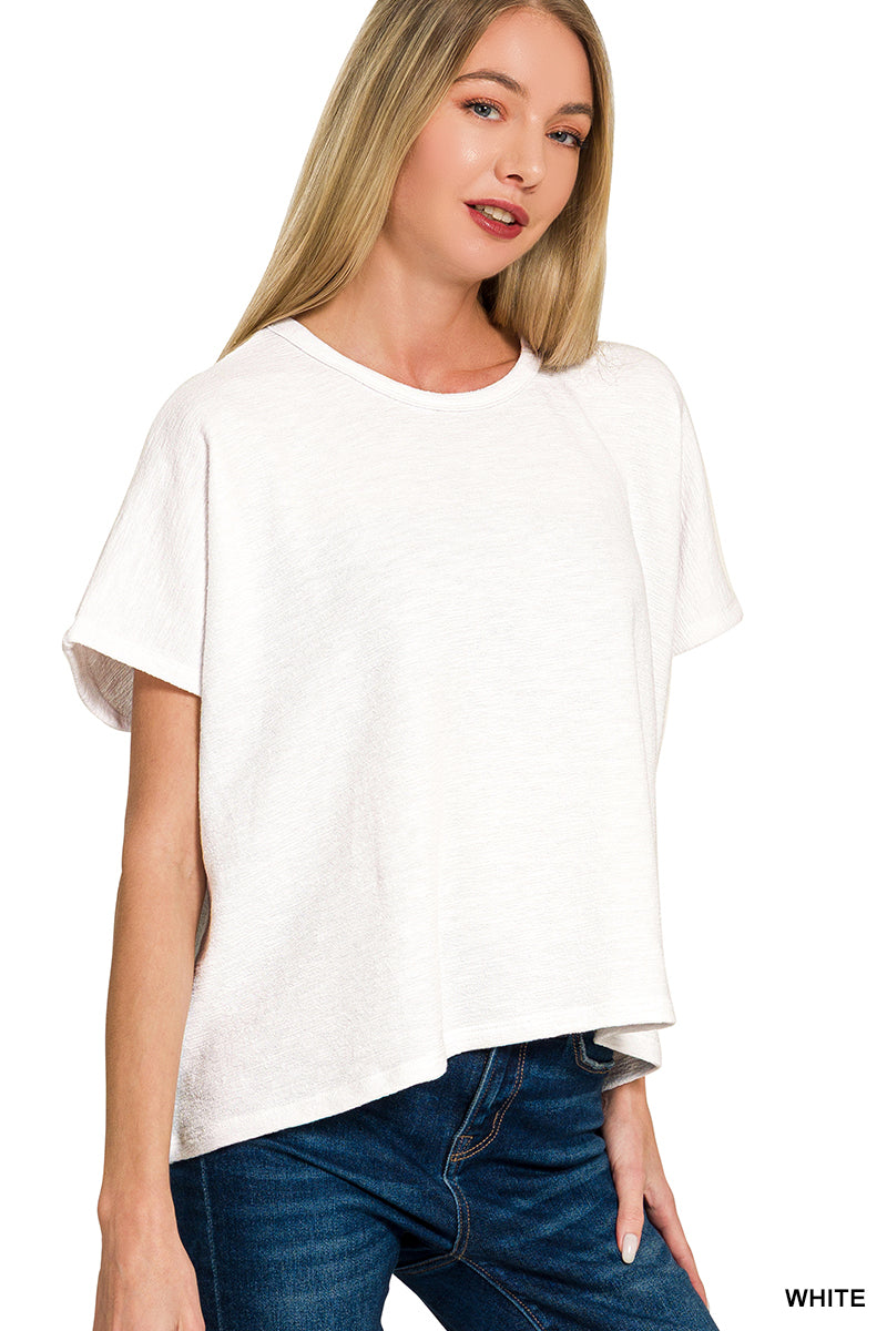 Cotton Slub Oversized Tee in White
