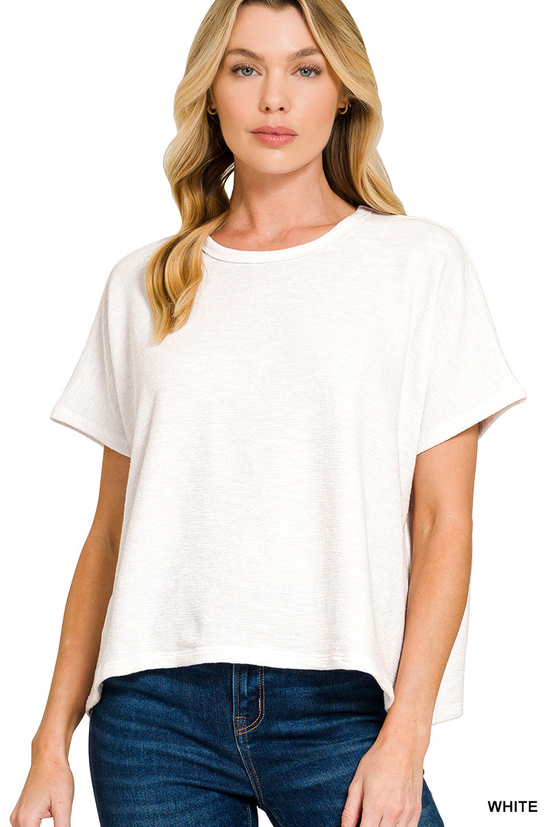 Cotton Slub Oversized Tee in White