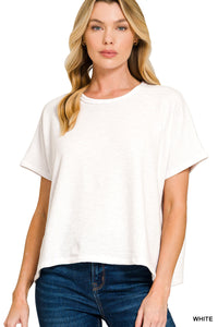 Cotton Slub Oversized Tee in White