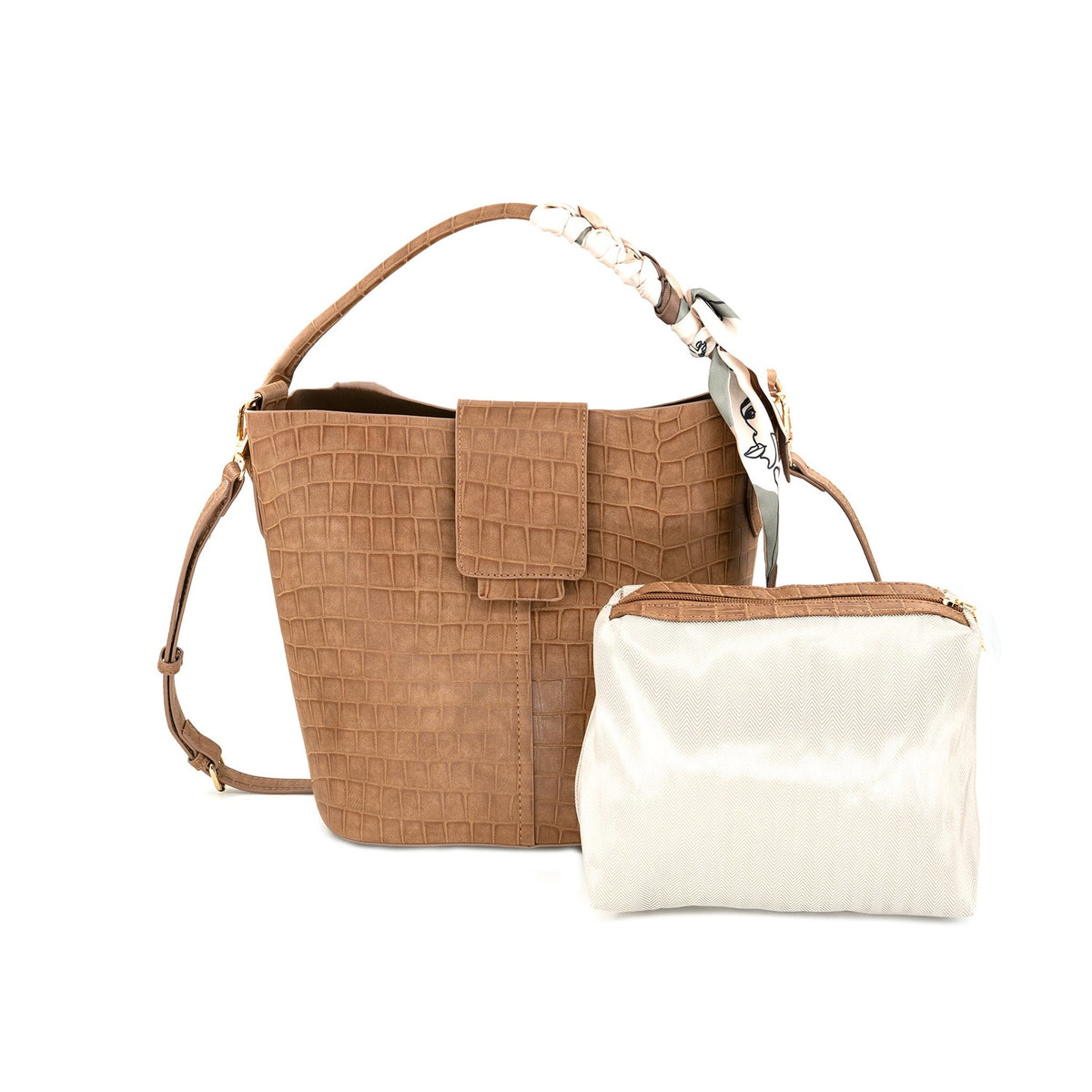 Croc Bucket Bag in Brown