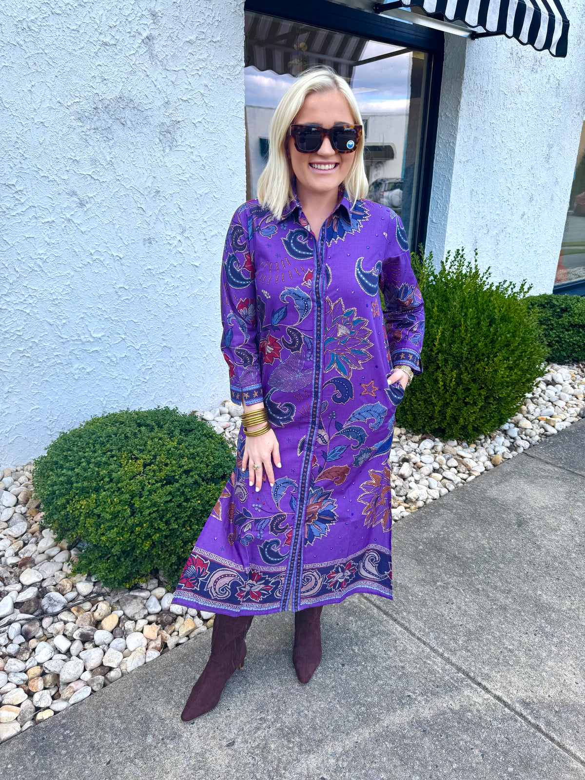 Eliza Dress in Purple Sparkle | MAUDE