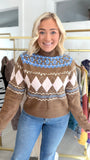 Argyle Fair Isle Mock Neck Sweater | THML