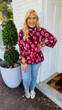 Morgan Mock Neck in Wine Leopard