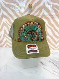 Feather Trucker Hat - Olive (3 Options)