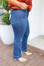 High Rise Patch Pocket Ankle Flare Jeans Vervet