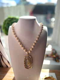 Wooden Beaded Oval Necklace