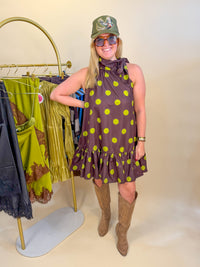 Pam Polka Dot Dress in Brown
