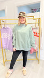 Vintage Wash Mock Neck Sweatshirt in Sage