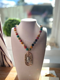 Wooden Beaded Oval Necklace