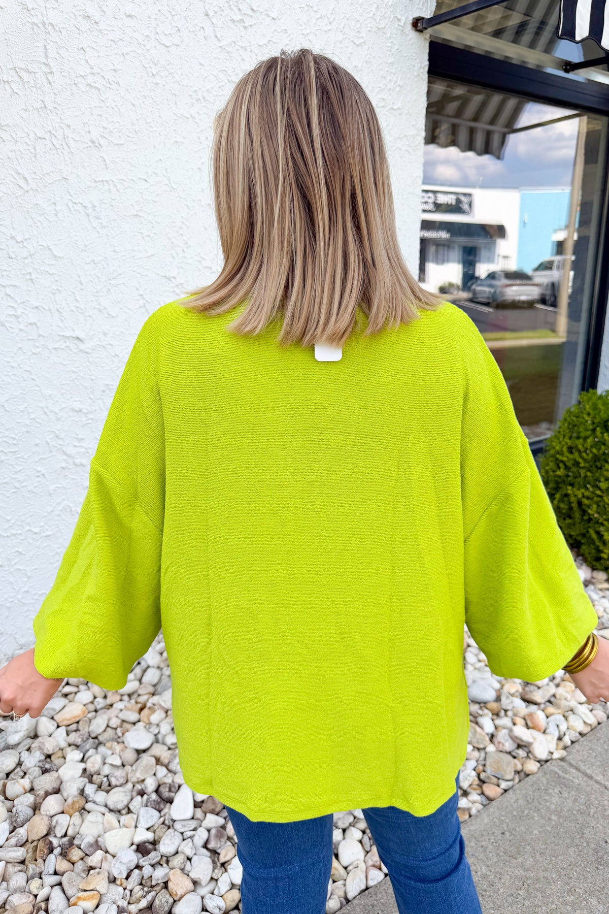 Anytime + Anywhere Mockneck Sweater in Lime Green