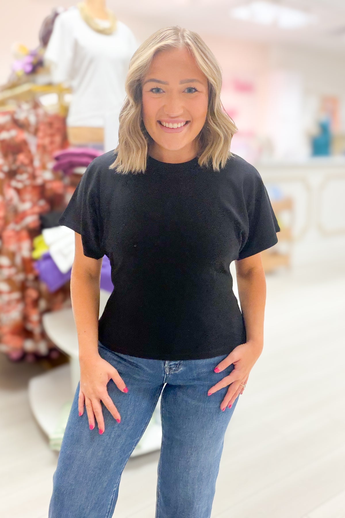 Angel Crew Neck Tee - Black