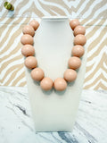 Large Wooden Beaded Necklace - Light Rose