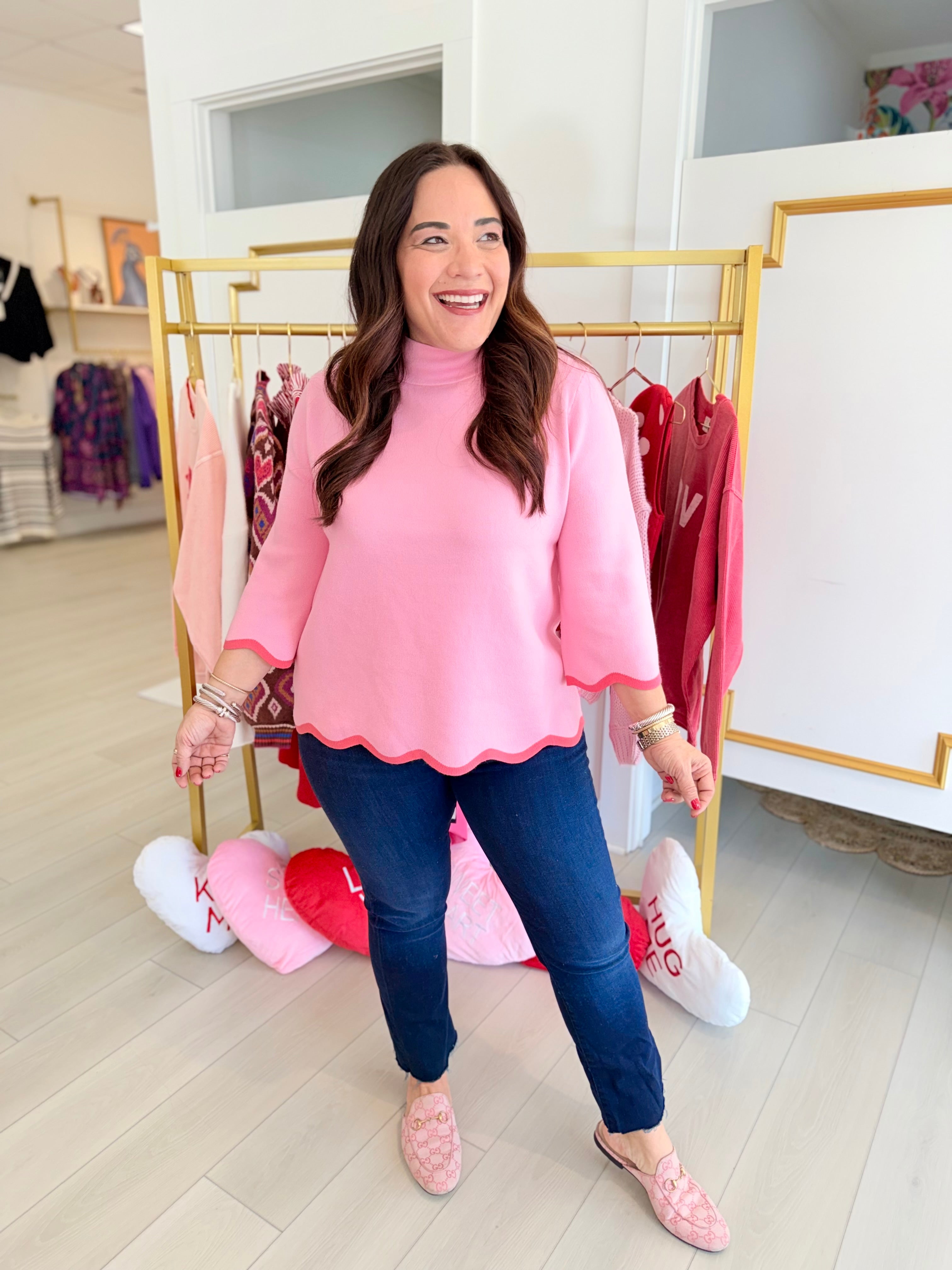 Audrey Sweater in Pink Scallop