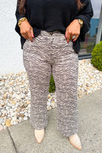 Wild Thing Zebra Stretch Denim in Ecru