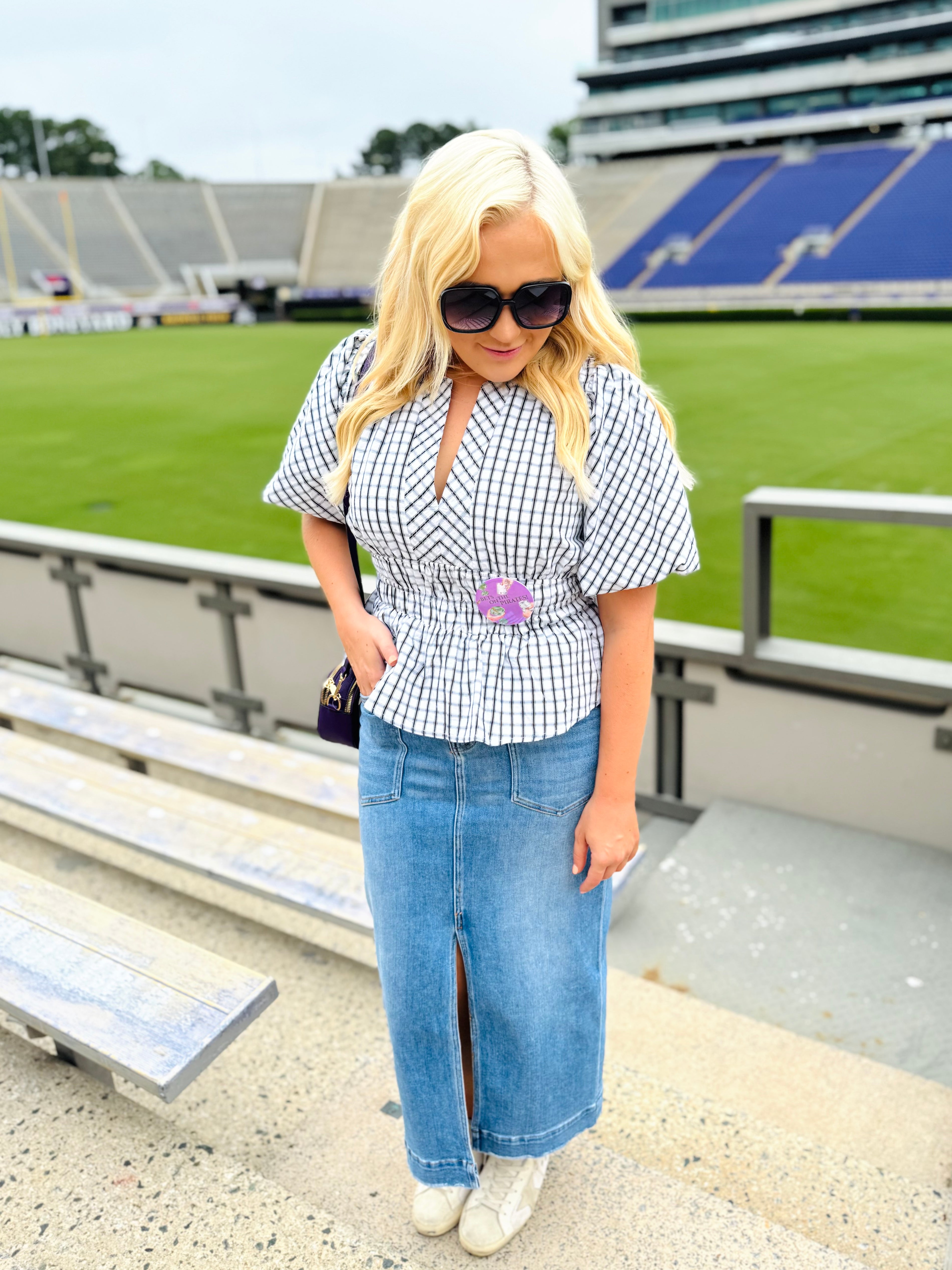 Touchdown Time Checkered Top