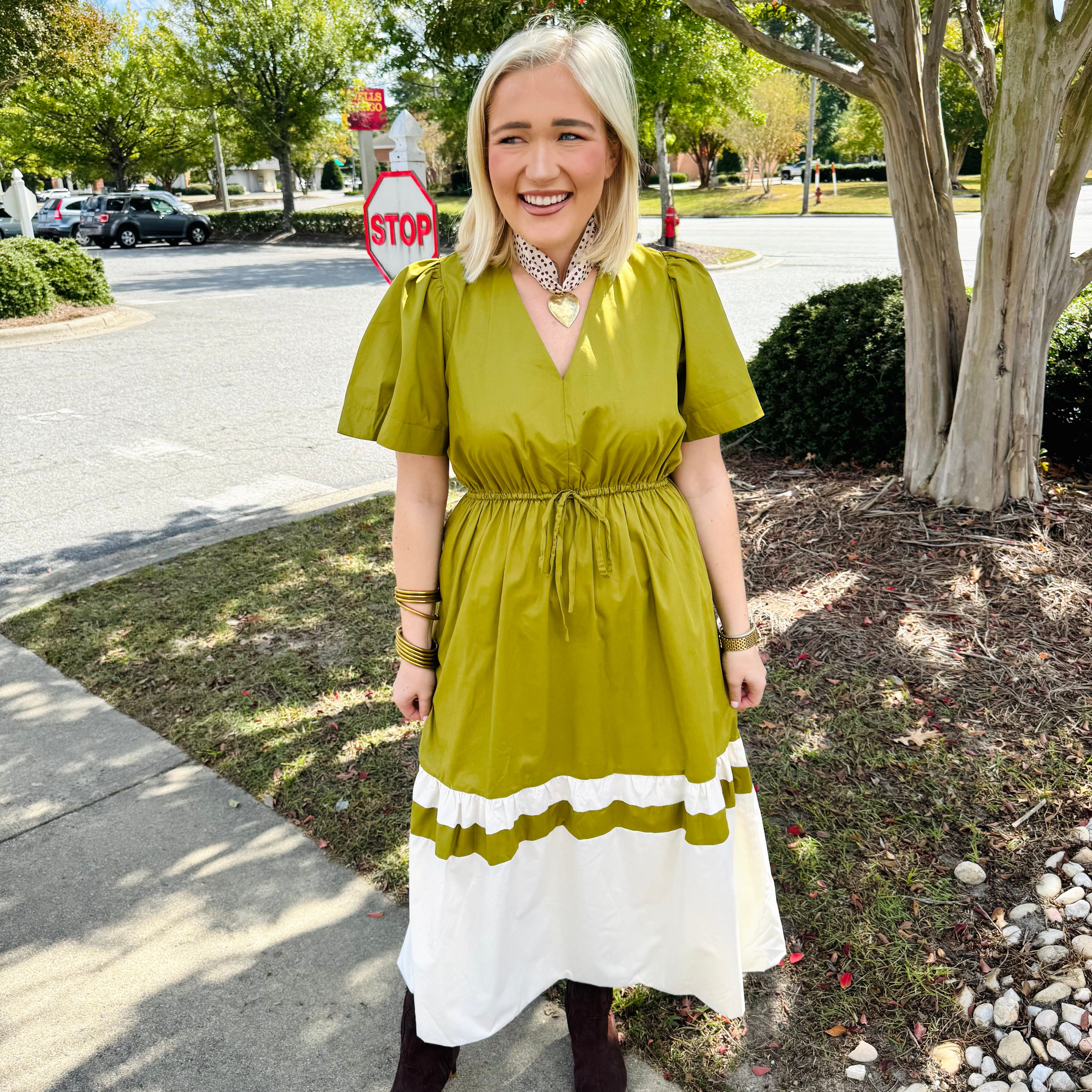 Avocado Stripes Dress