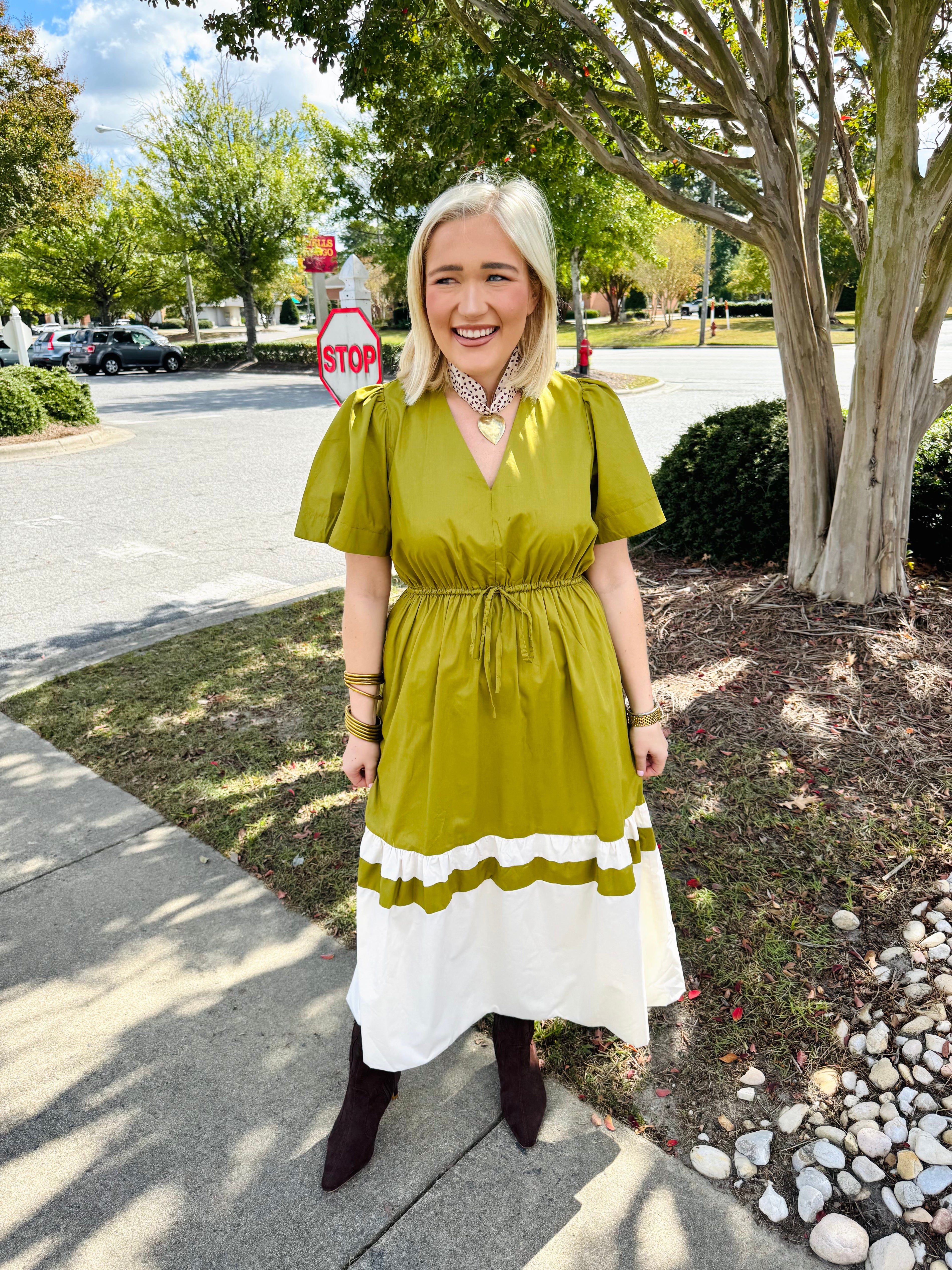 Avocado Stripes Dress