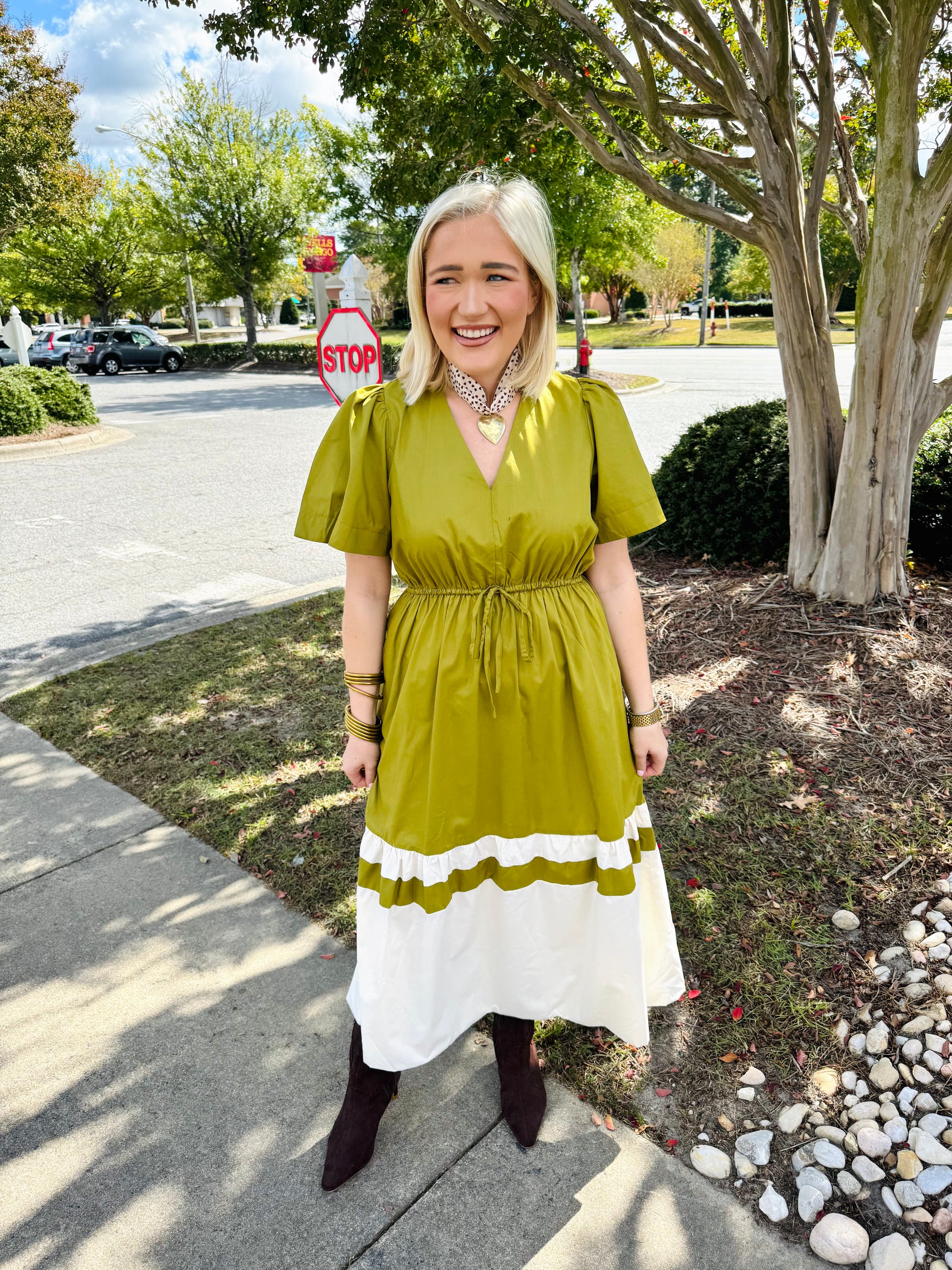Avocado Stripes Dress