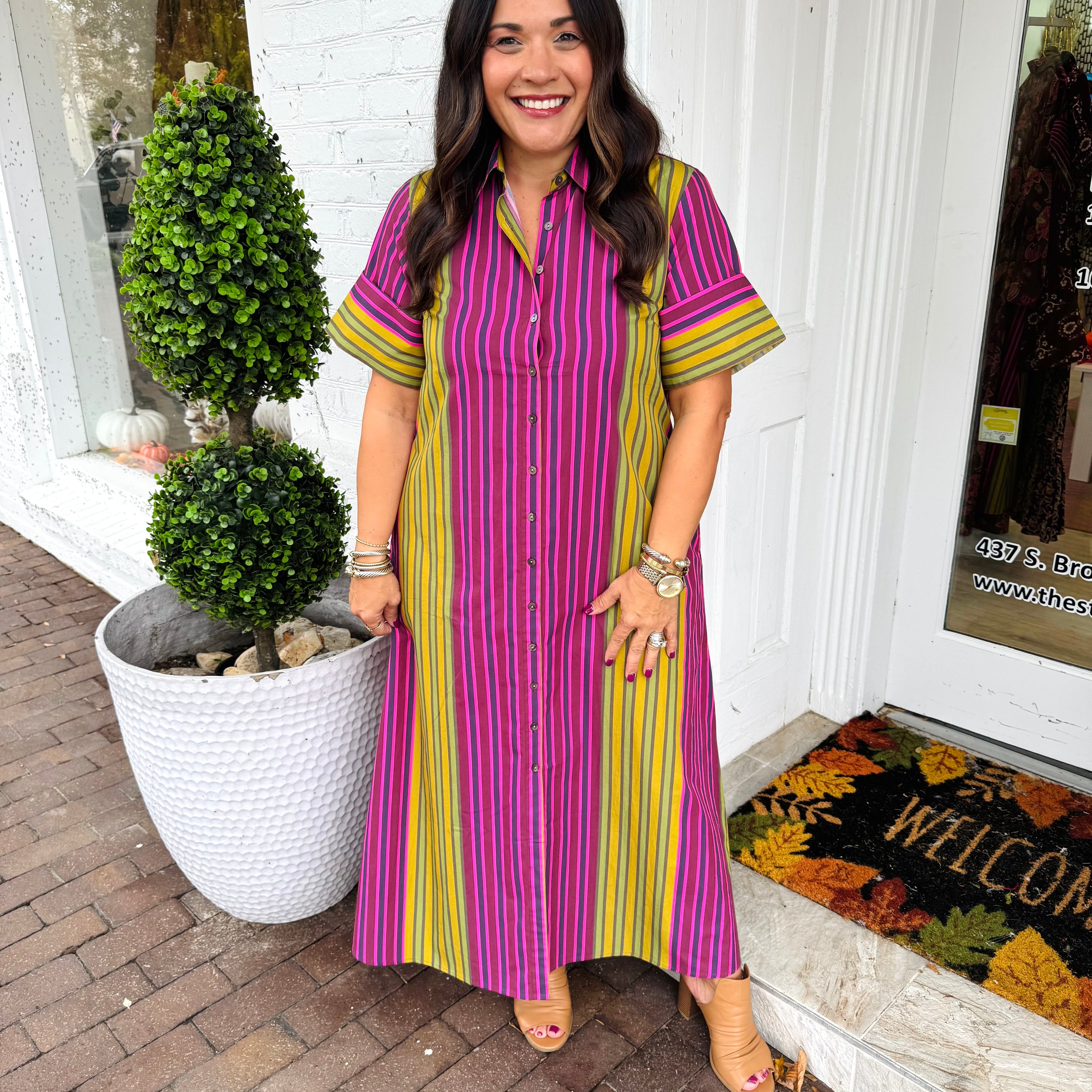 Gibbons Dress Wildberry Stripes|LIVRO