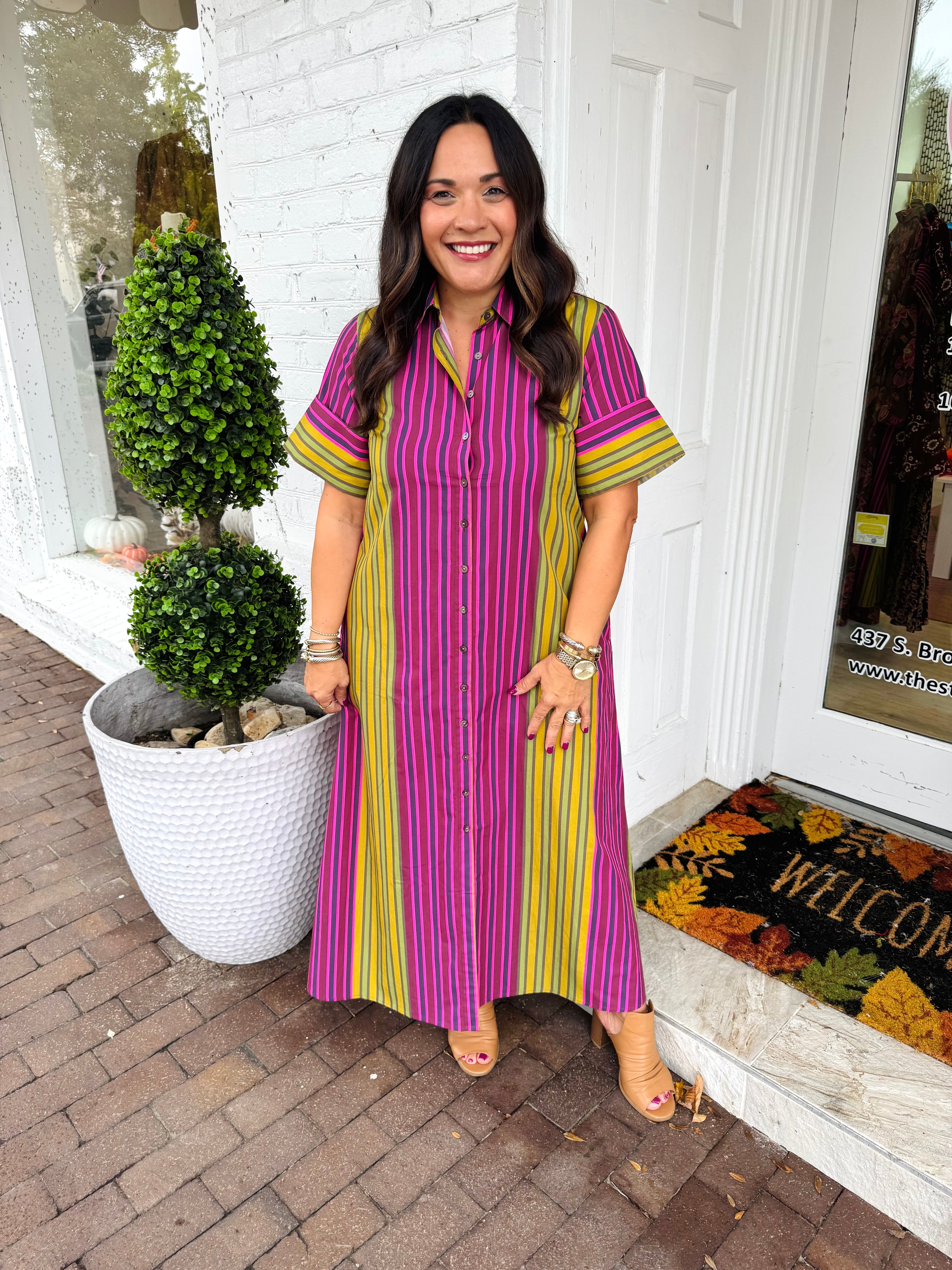 Gibbons Dress Wildberry Stripes|LIVRO