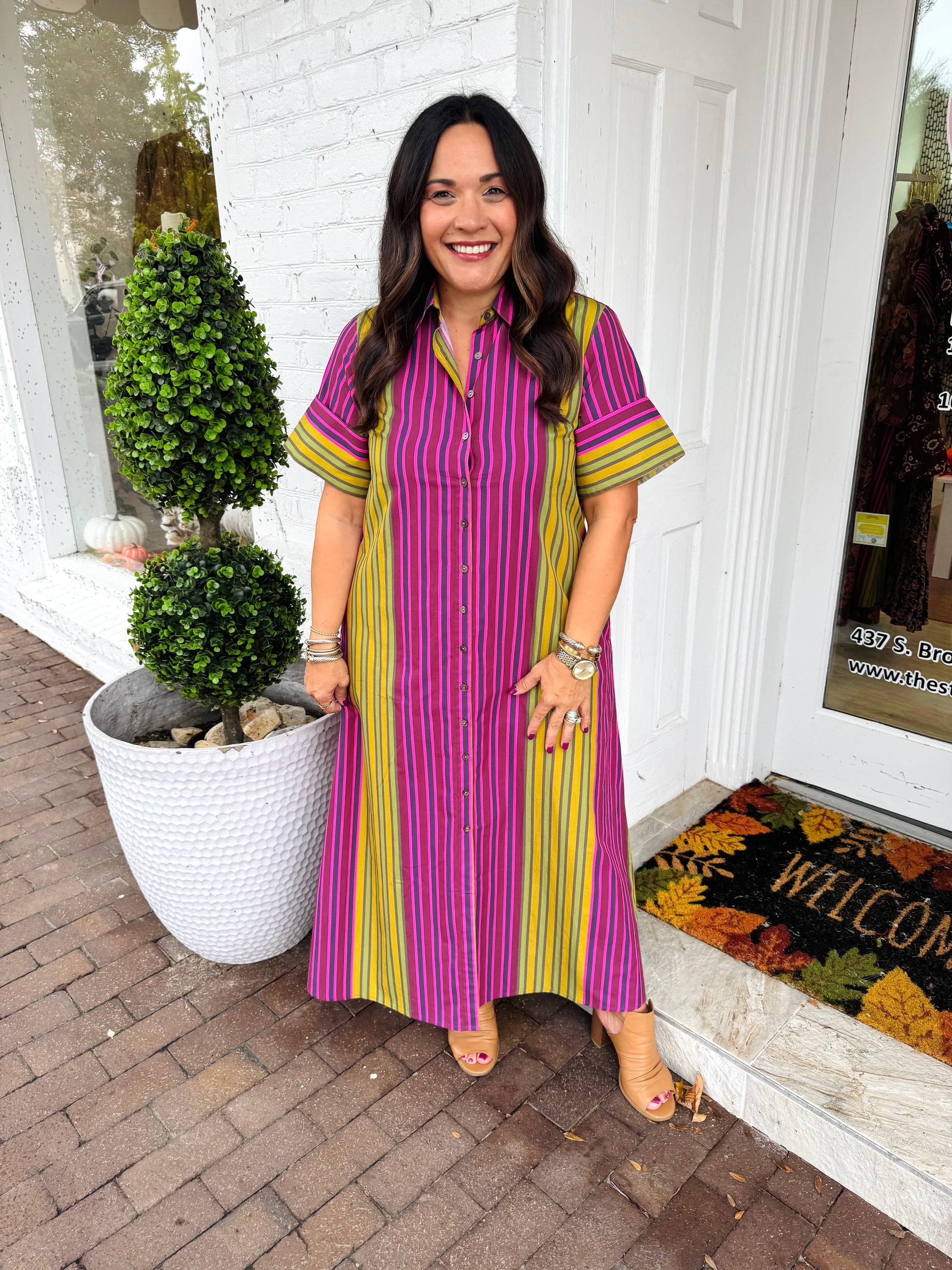 Gibbons Dress Wildberry Stripes|LIVRO