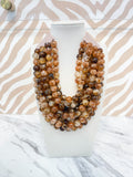 Multi Strand Beaded Necklace - Brown