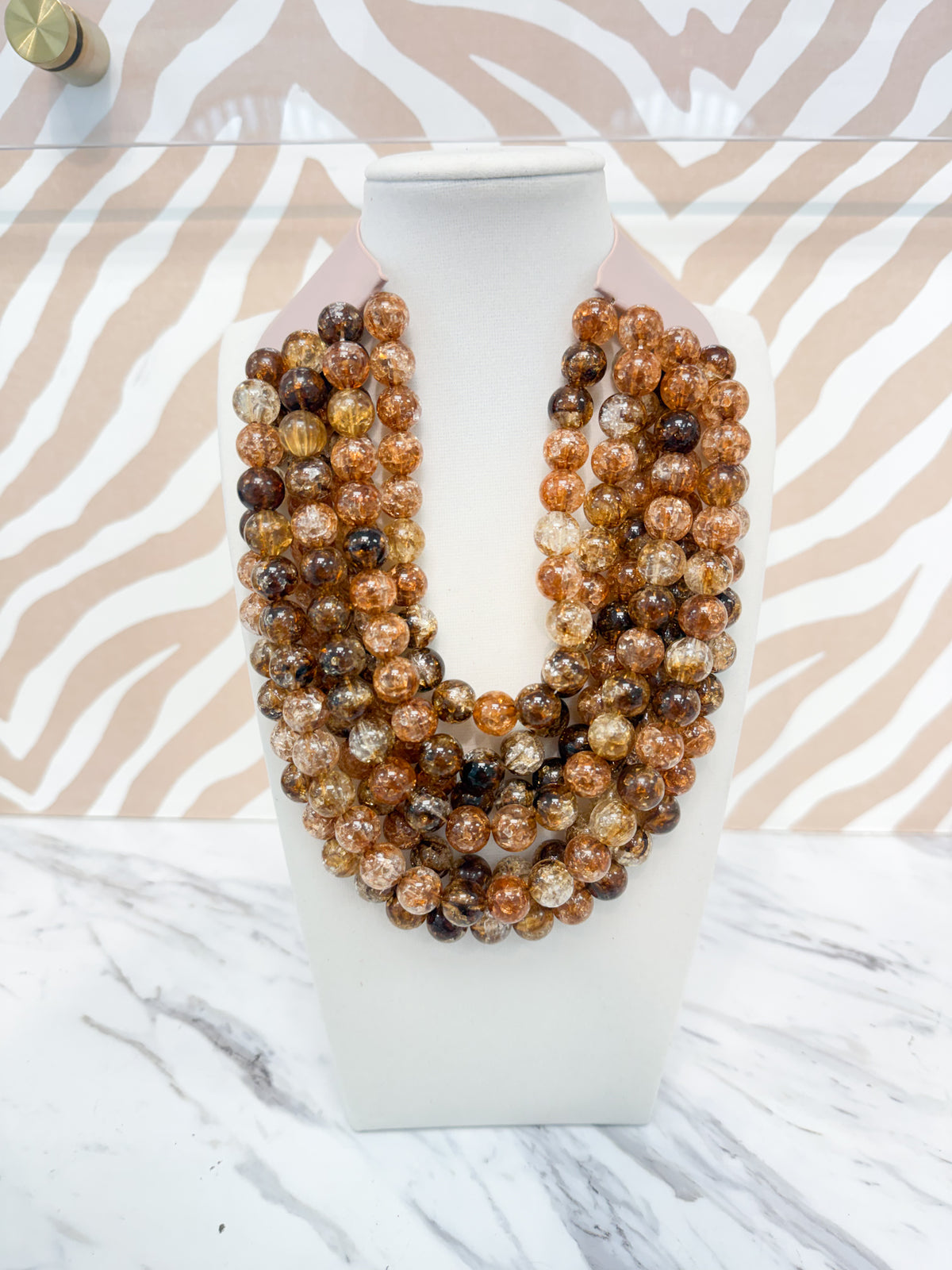 Multi Strand Beaded Necklace - Brown