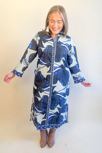 Eliza Dress in Indigo Lillies | MAUDE