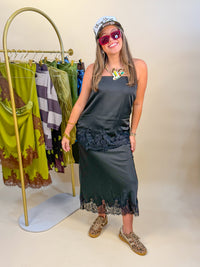 Lace Trim Black Relaxed Fit Strapless Blouse
