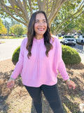 Slightly Oversized Lightweight Center Seam Sweater in Candy Pink