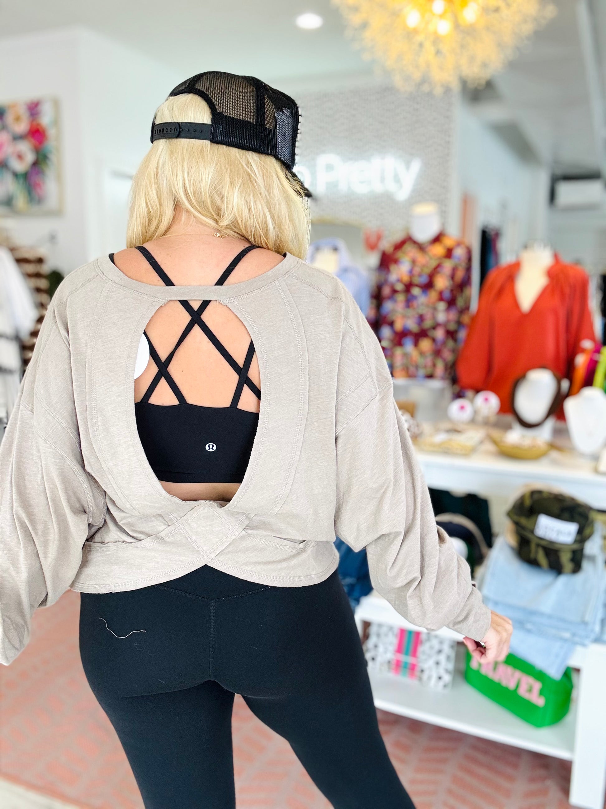 Go Girl Long Sleeve Slub Open Back Tee (5 Colors)