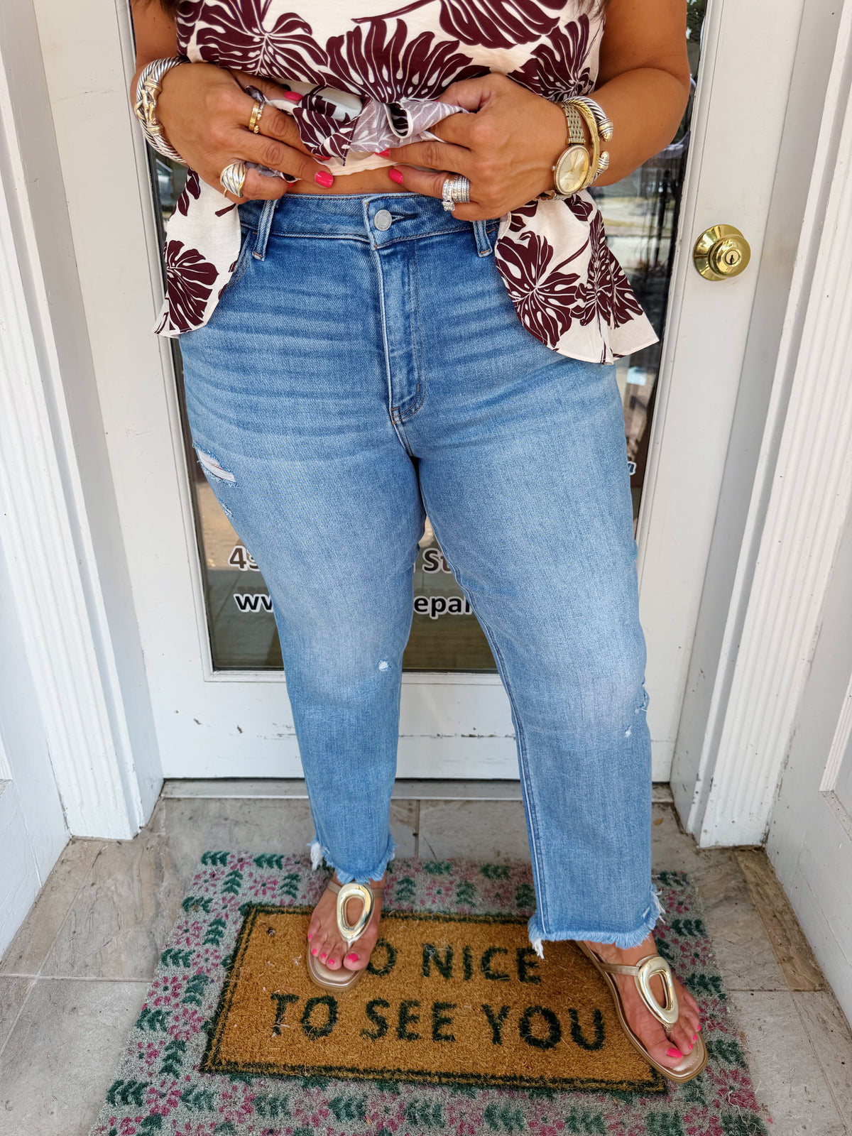 High Rise Fray Hem Denim by Vervet