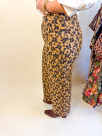 Animal Print Wide Leg Denim in Brown