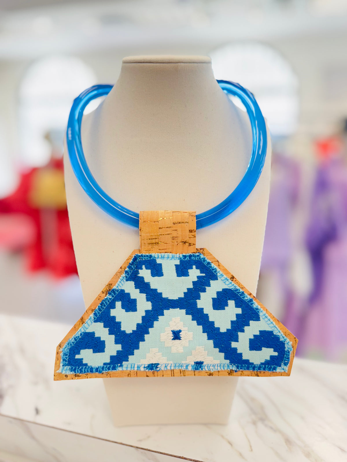 ORIJINAL Blue Acrylic Pendant - Blue/Turquoise Triangle Patch