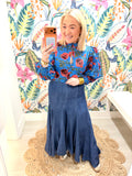 Flowing Into Spring Denim Skirt