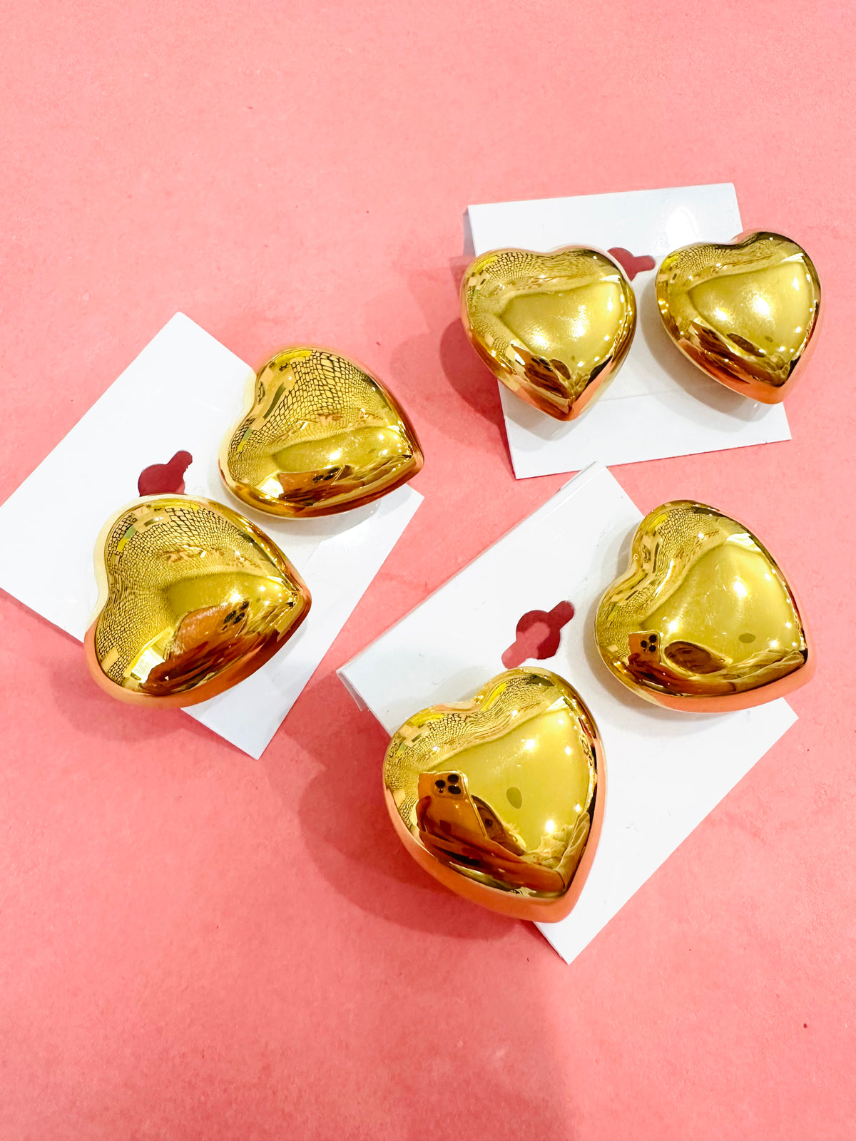 Puffy Heart Studs - 18K Plated Gold