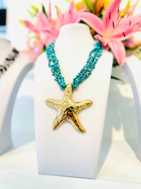 Starfish Beaded Necklace & Earring Set (3 Colors)