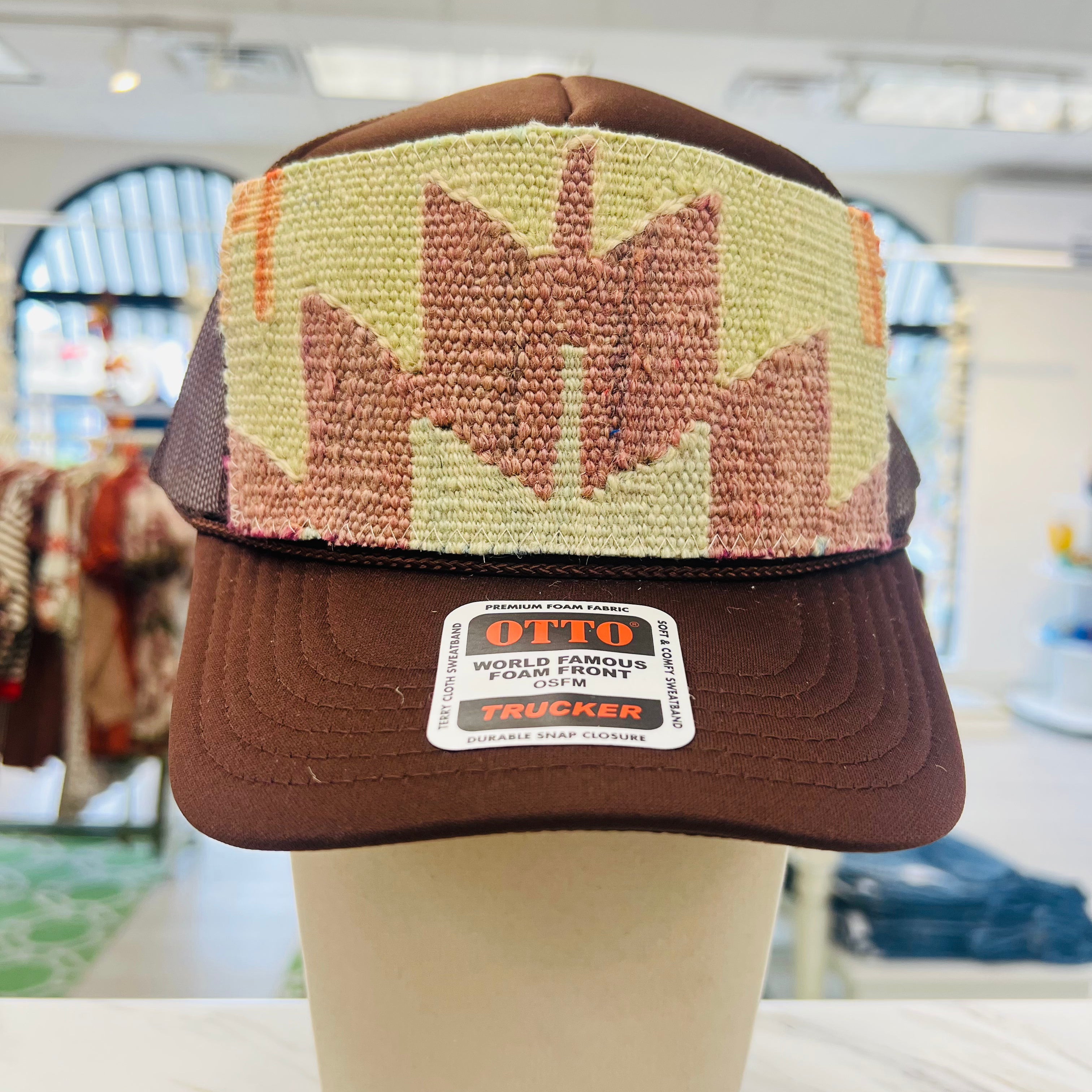 ORIJINAL Trucker Hat in Brown - Sage/Dusty Pink Patch