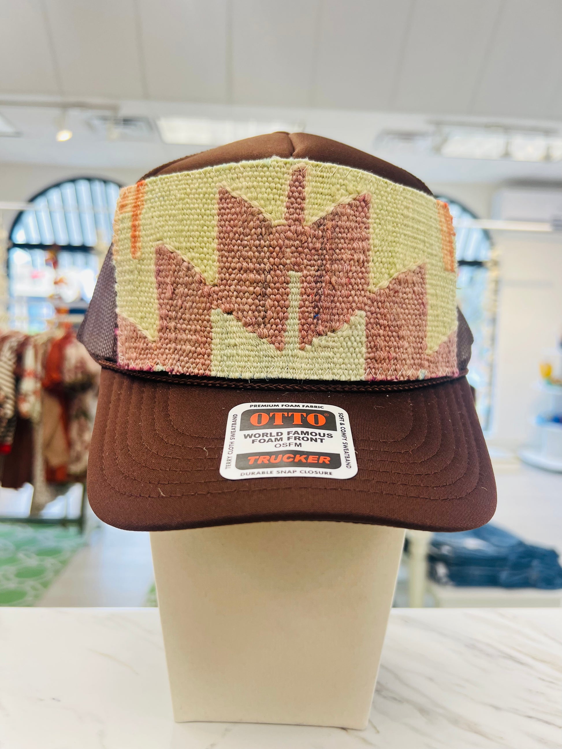 ORIJINAL Trucker Hat in Brown - Sage/Dusty Pink Patch