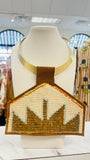 ORIJINAL Brass Pendant Necklace - Brown/Cream Patch