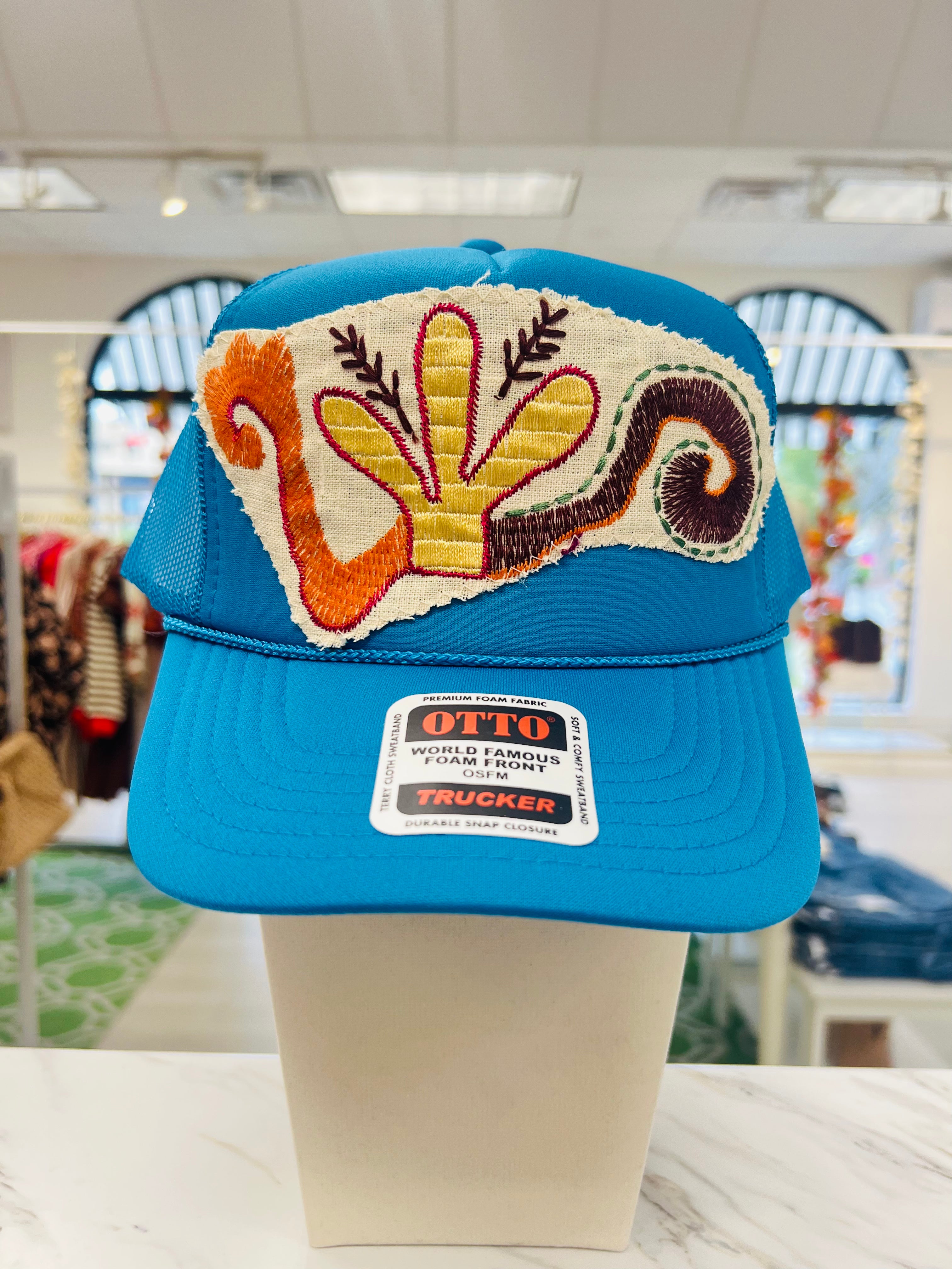 ORIJINAL Trucker Hat in Teal - Orange/Gold/Maroon Patch