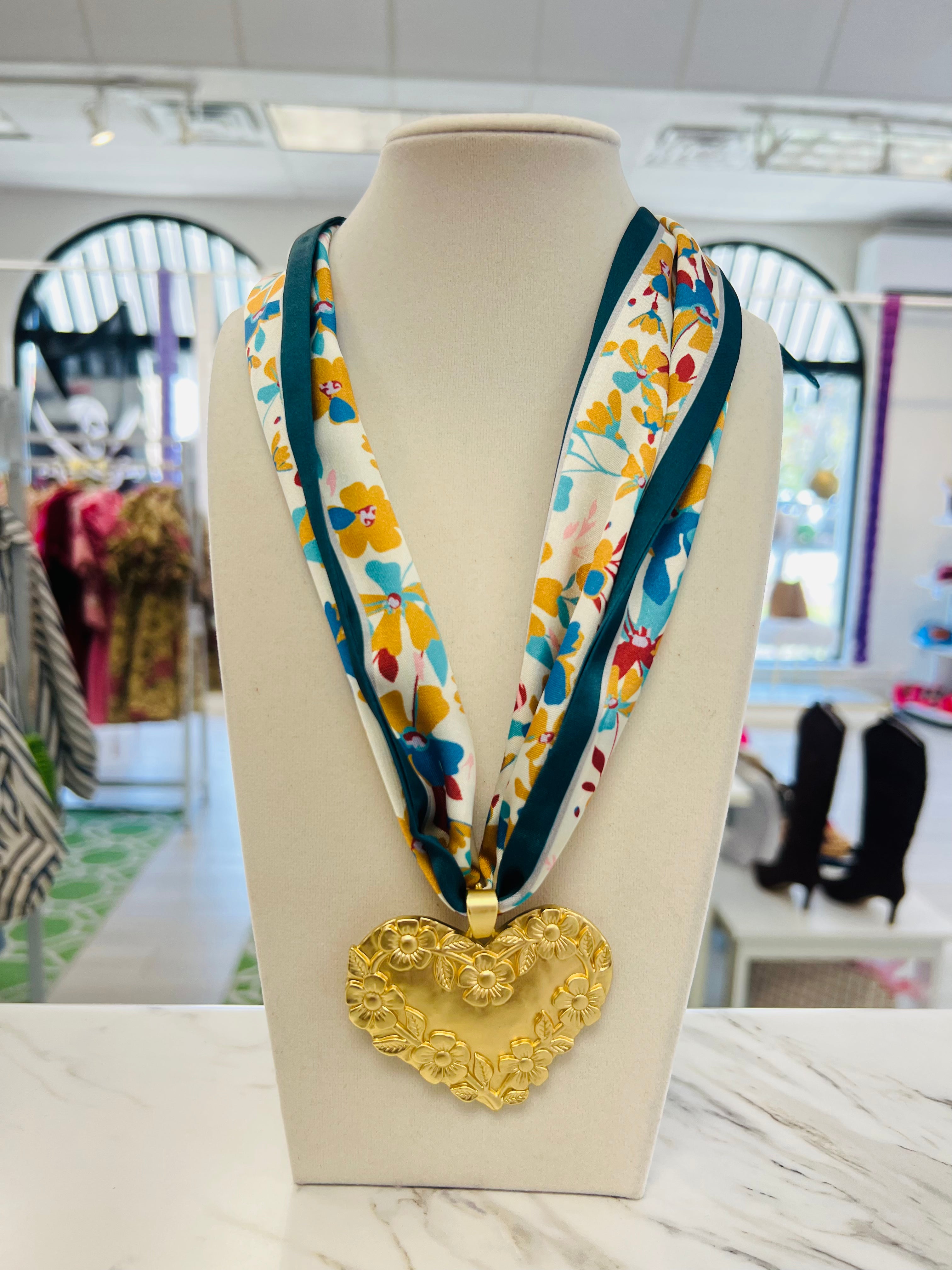Fall Flower Scarf Necklace