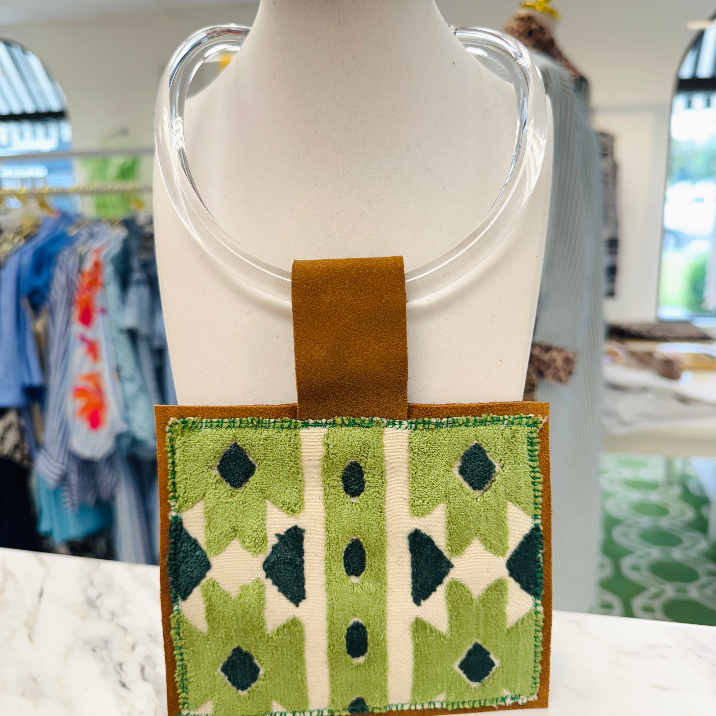 ORIJINAL Acrylic Pendant Necklace - Light Green/Dark Green Patch