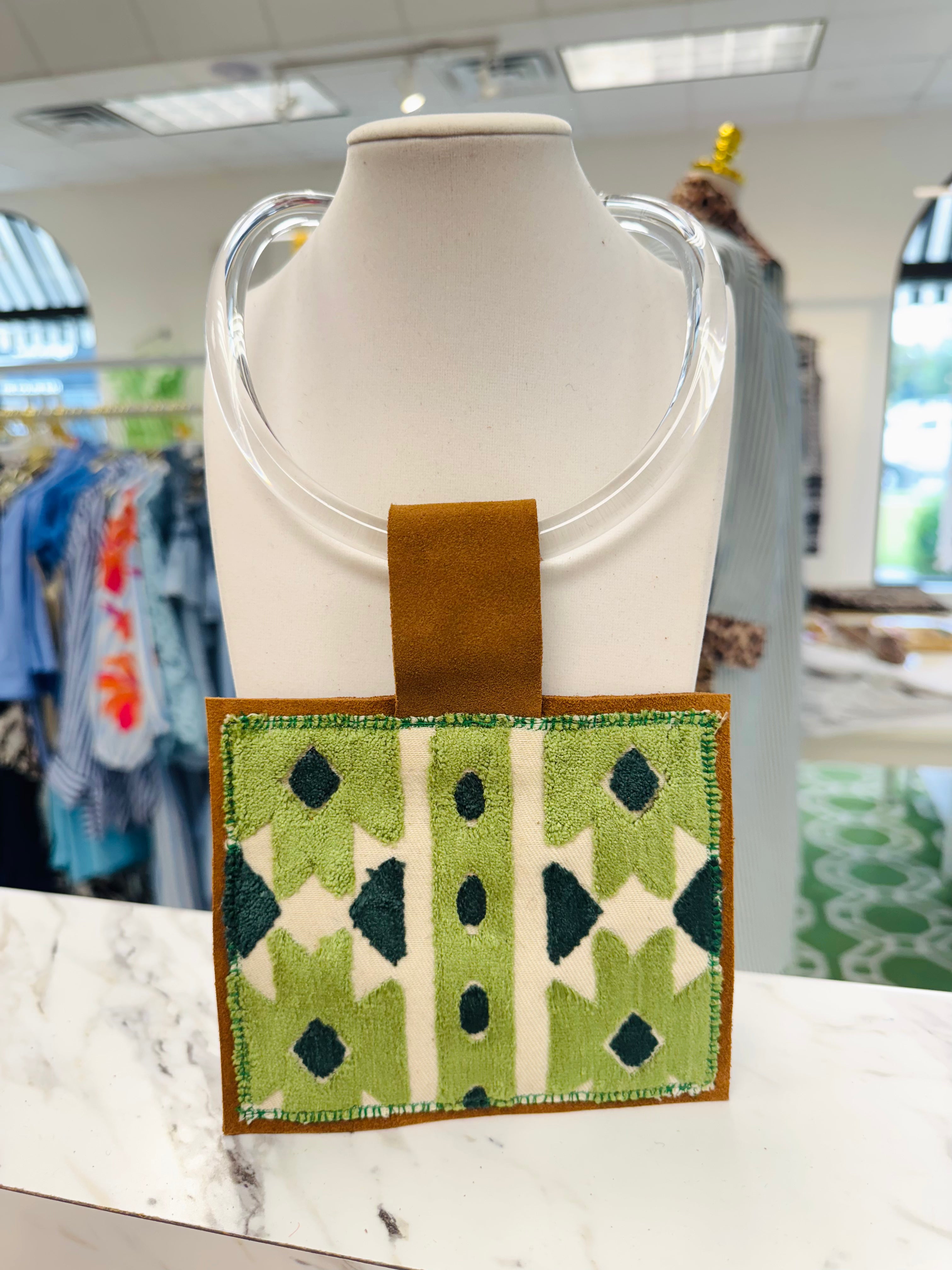 ORIJINAL Acrylic Pendant Necklace - Light Green/Dark Green Patch