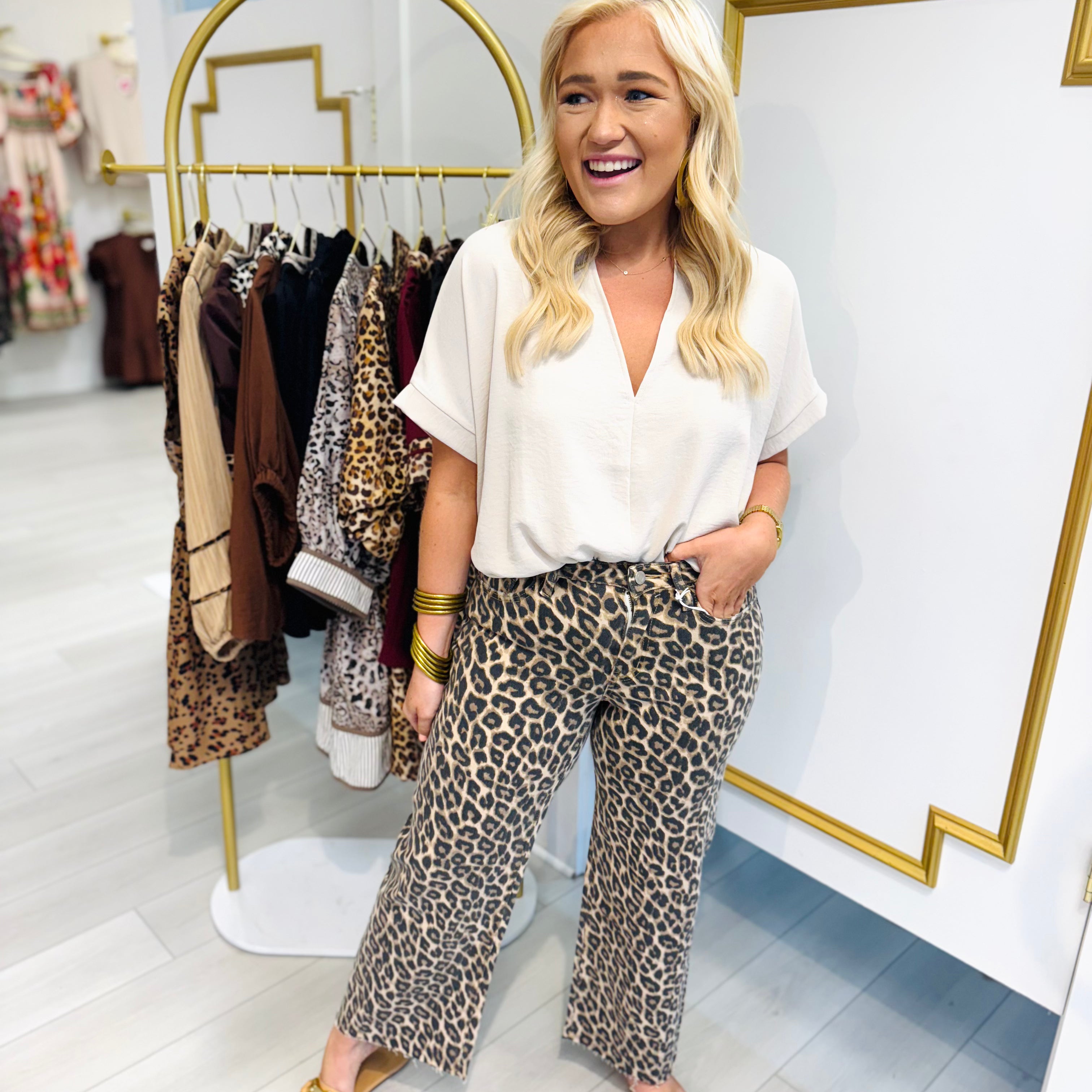 Olivia HR Wide Leg in Leopard by Vervet