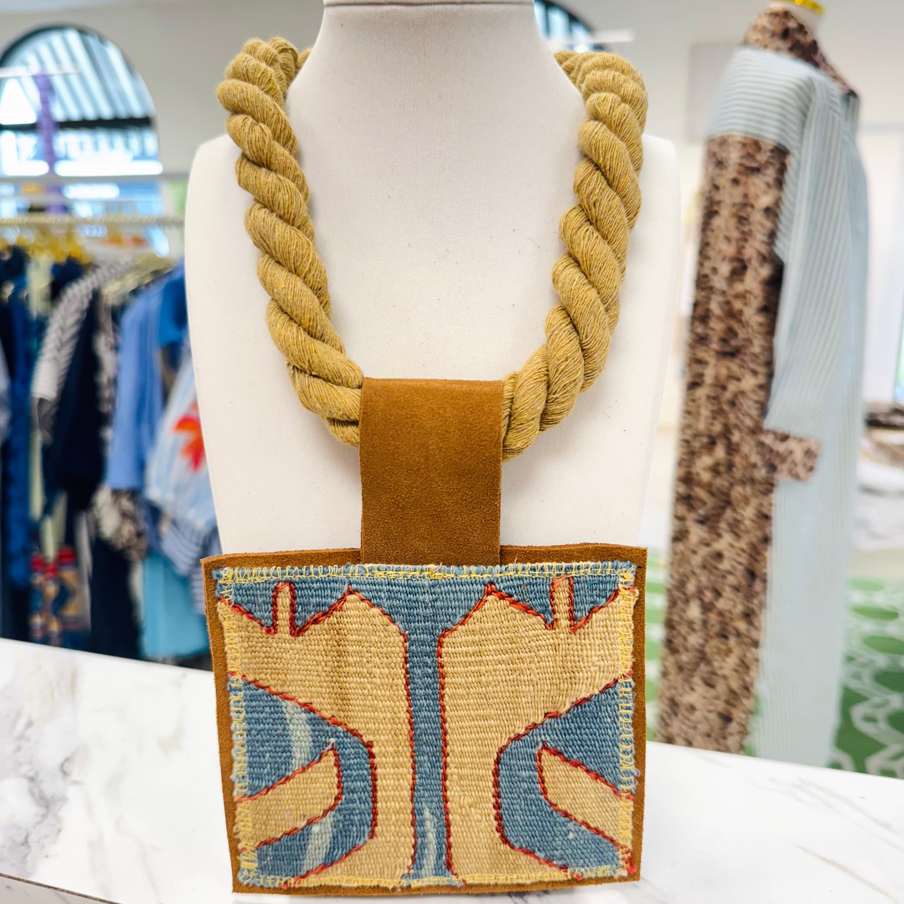 ORIJINAL Rope Pendant Necklace - Blue/Tan Patch