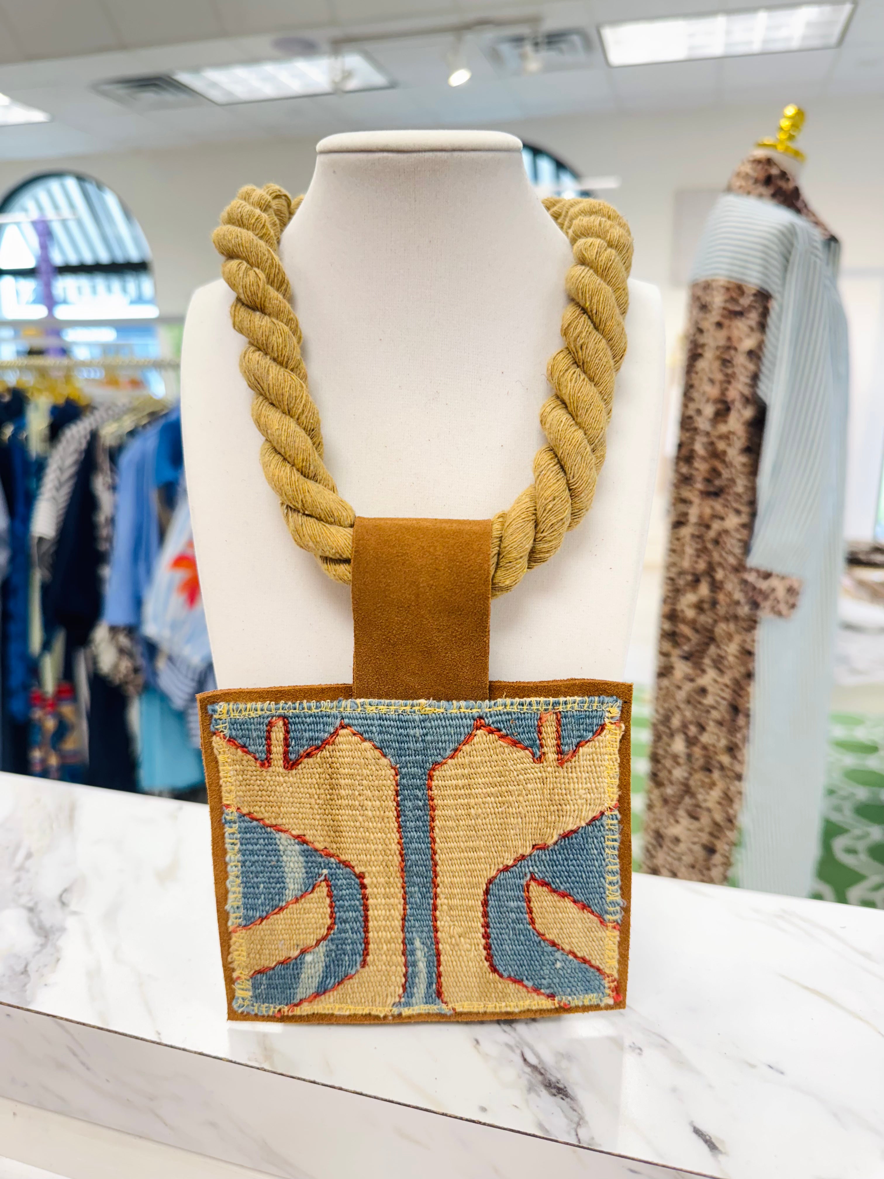 ORIJINAL Rope Pendant Necklace - Blue/Tan Patch