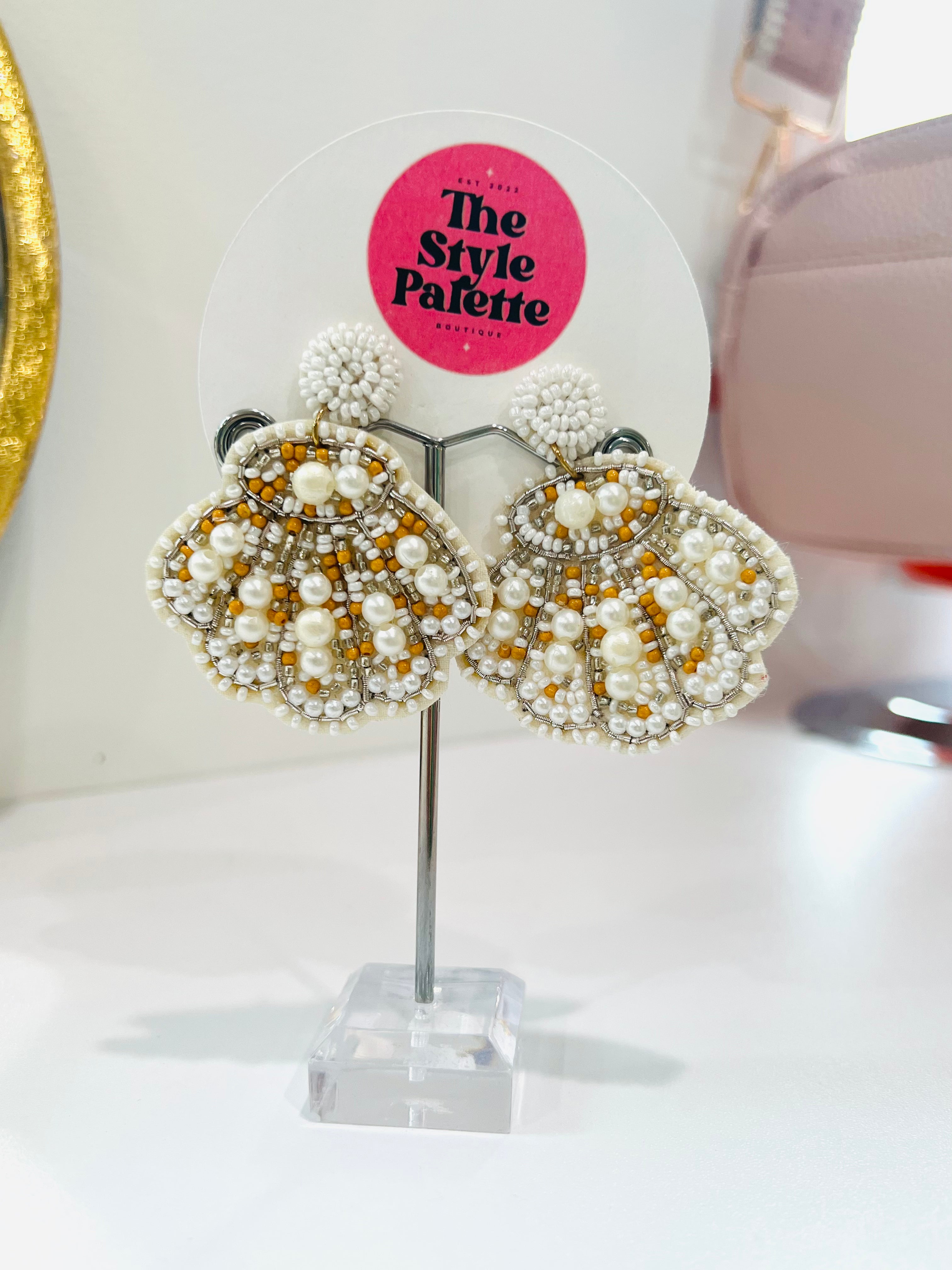 Pearl Clam Earrings