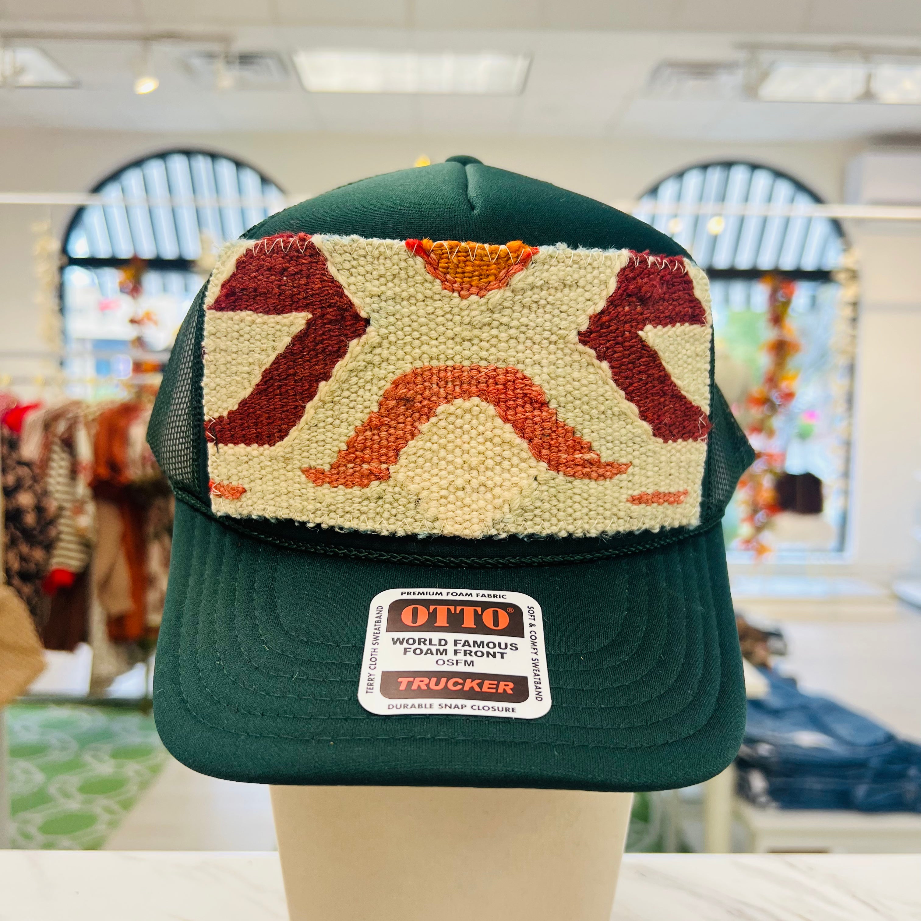 ORIJINAL Trucker Hat in Hunter Green - Mint/Coral/Red Patch